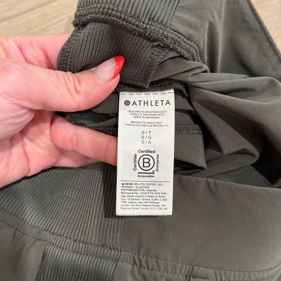ATHLETA Mountain Olive Brooklyn Mid Rise Ankle Travel Leisure Pants Bottoms 0T - Picture 9 of 10